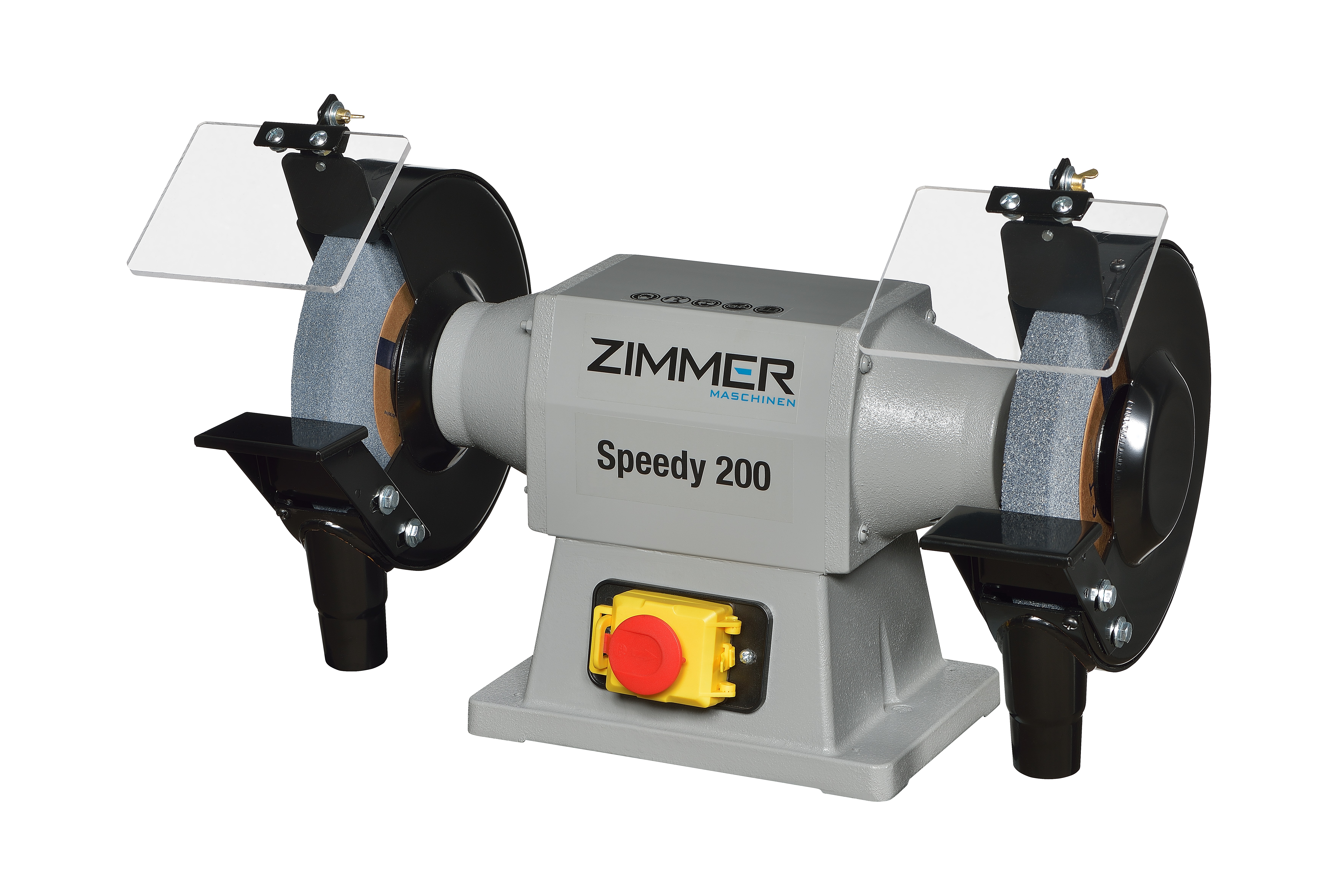 ZIMMER Doppelschleifmaschine Modell SPEEDY 200 (1x Korund A36 / 1x Korund A60 serienmäßig -200x25x20mm) 2.850 1/min. - 0,75kW - 400V